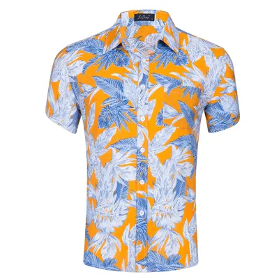 Custom Printed Men Casual Lapel Short Sleeve Hawaiian Shirt