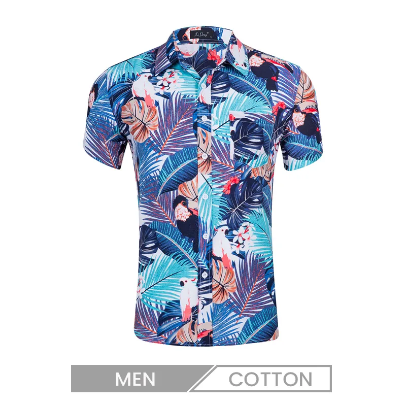 Custom Printed Men Casual Lapel Short Sleeve Hawaiian Shirt