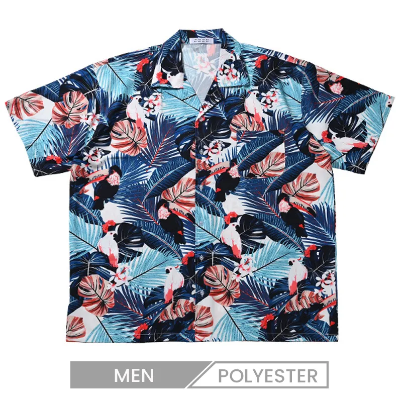 Custom Men Casual Printed Lapel Short Sleeve Hawaiian Shirt