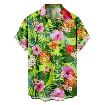 Men Casual Custom Printed Hawaiian Short Sleeve Shirt