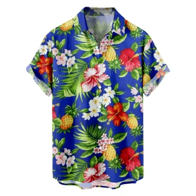 Men Casual Custom Printed Hawaiian Short Sleeve Shirt