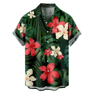 Men Casual Custom Printed Hawaiian Short Sleeve Shirt