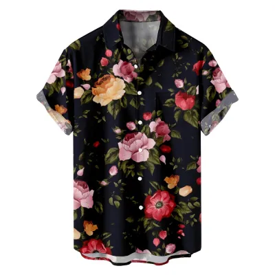 Men Casual Custom Printed Hawaiian Short Sleeve Shirt
