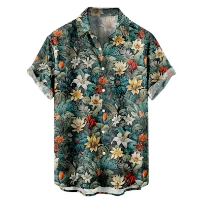 Men Casual Custom Printed Hawaiian Short Sleeve Shirt