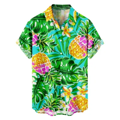 Men Casual Custom Printed Hawaiian Short Sleeve Shirt