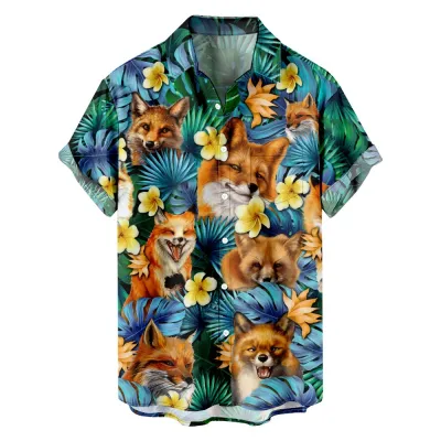 Men Casual Custom Printed Hawaiian Short Sleeve Shirt
