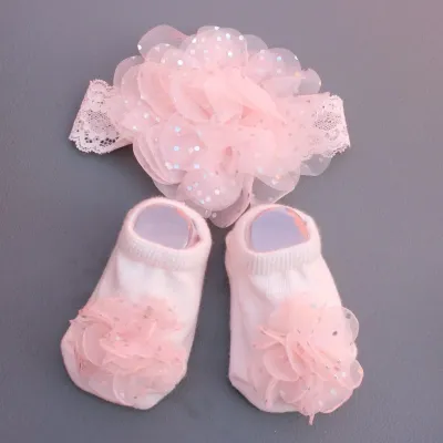 Newborn Casual Cute Crown Bow Hair Band And Socks Set for Kids