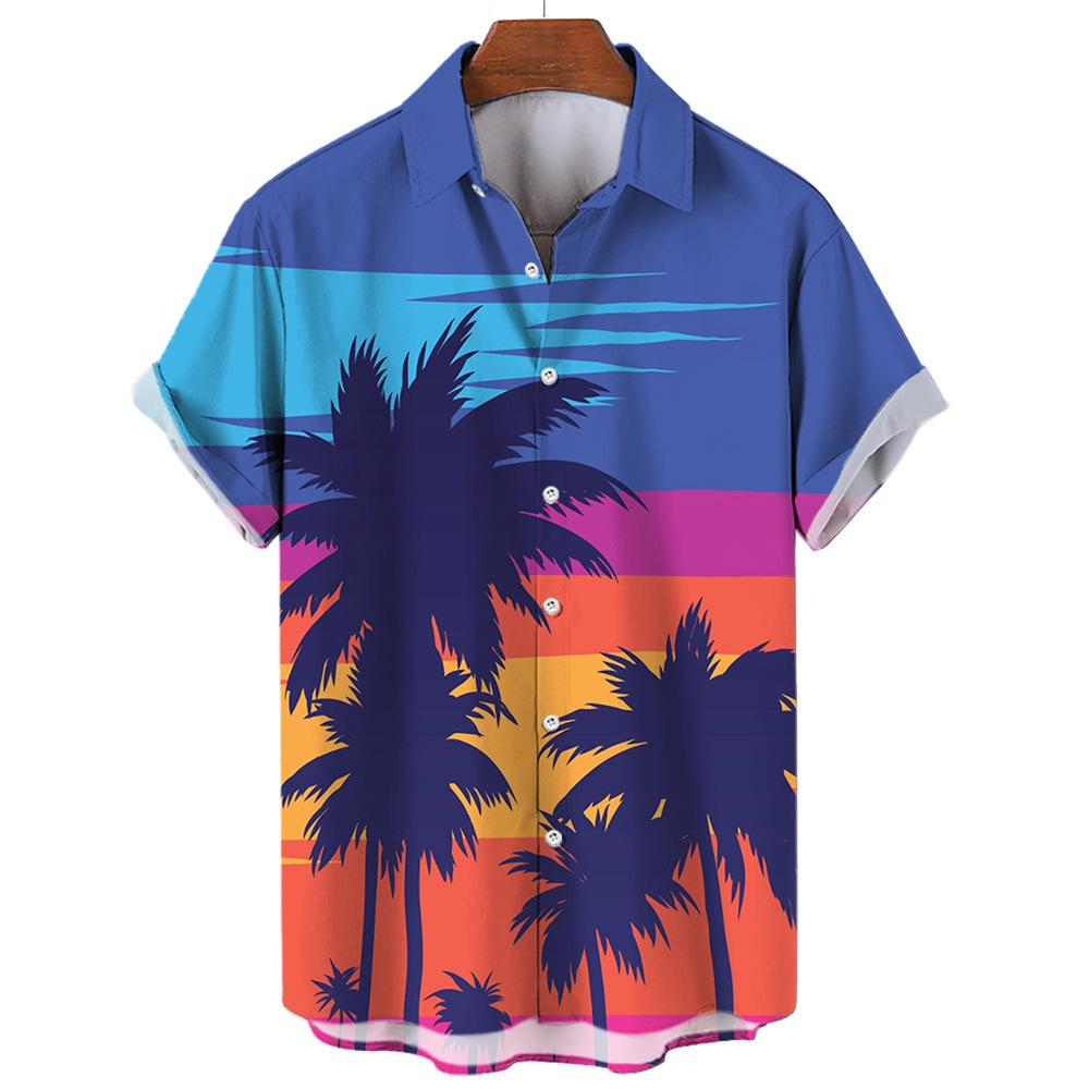 Wholesale Custom 3D Print Men Casual Short Sleeve Hawaiian Shirt