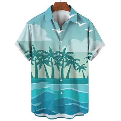 Custom 3D Print Men Casual Short Sleeve Hawaiian Shirt