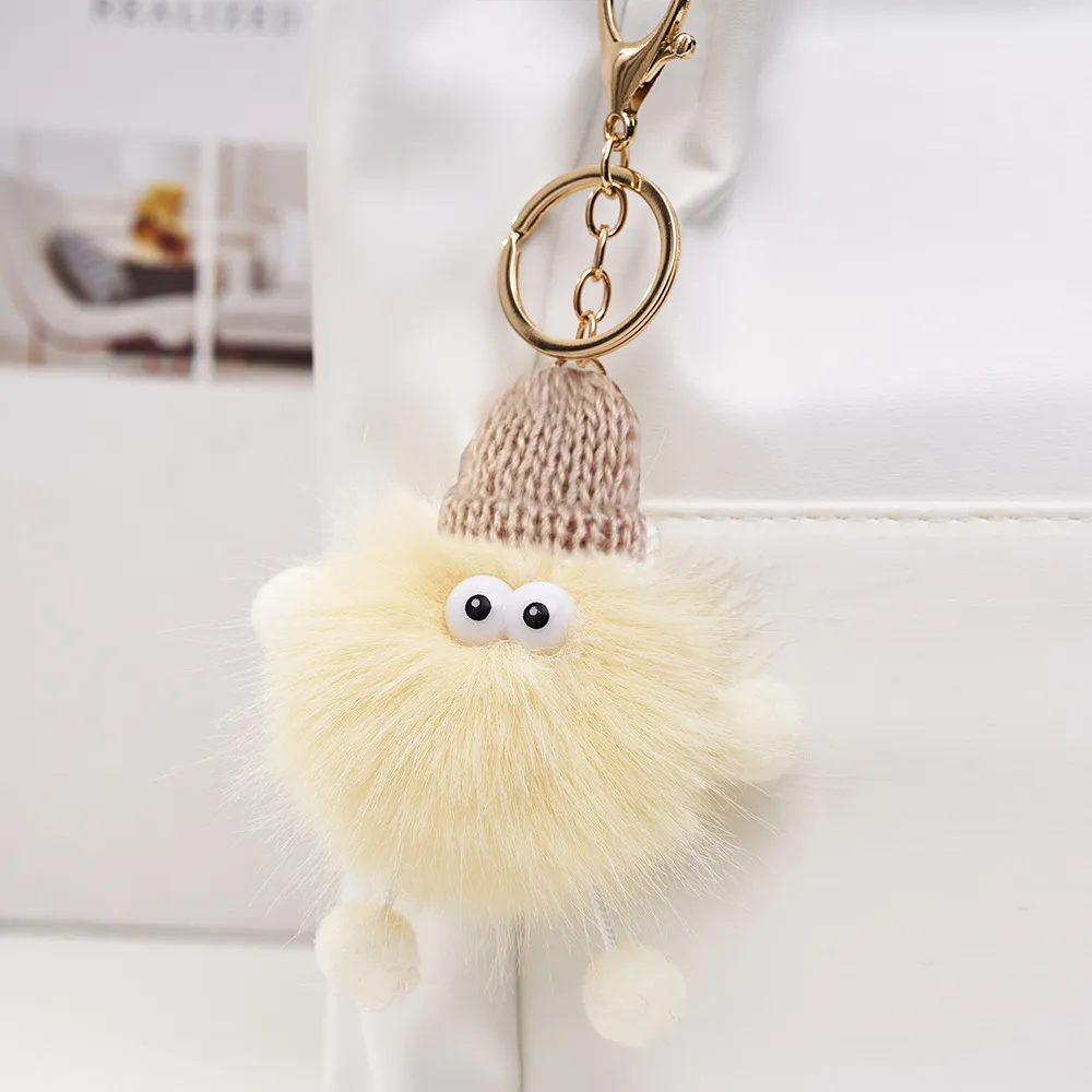 Women Cartoon Cute Plush Small Coal Ball Keychain Pendant