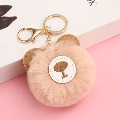 Women's Cute Solid Color Bear Plush Keychain Pendant