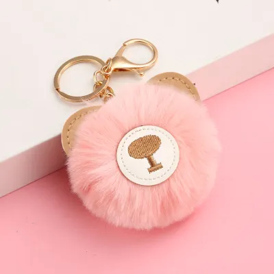 Women's Cute Solid Color Bear Plush Keychain Pendant