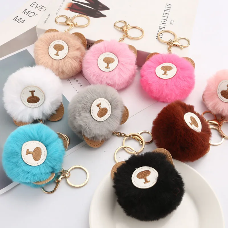 Women's Cute Solid Color Bear Plush Keychain Pendant