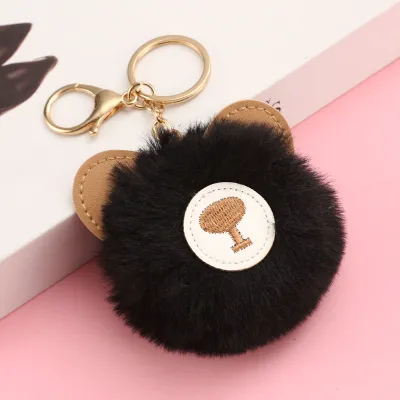 Women's Cute Solid Color Bear Plush Keychain Pendant