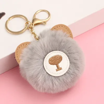 Women's Cute Solid Color Bear Plush Keychain Pendant