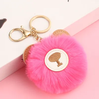Women's Cute Solid Color Bear Plush Keychain Pendant