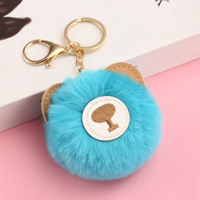 Women's Cute Solid Color Bear Plush Keychain Pendant