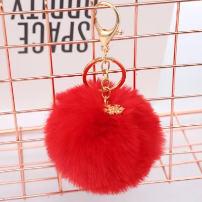 Women Fashion Solid Color Christmas Snowflake Leopard Plush Keychain Pendant