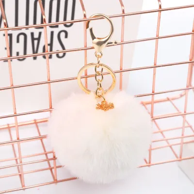 Women Fashion Solid Color Christmas Snowflake Leopard Plush Keychain Pendant