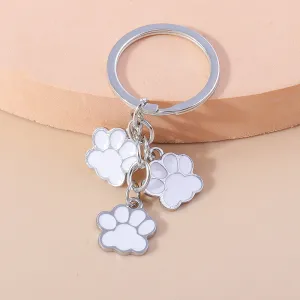 Women Cartoon Cute Metal Three Footprints Keychain Pendant