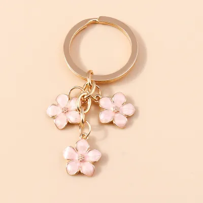 Women Cute Simple Three Plum Blossom Keychain Pendant