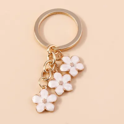 Women Cute Simple Three Plum Blossom Keychain Pendant