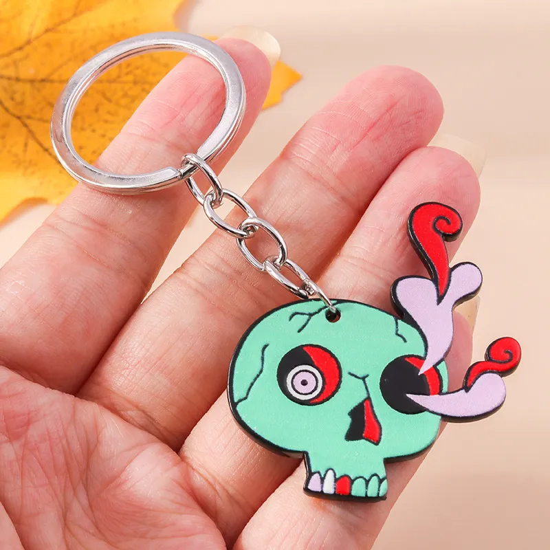 Women Cartoon Funny Skull Keychain Zinc Alloy