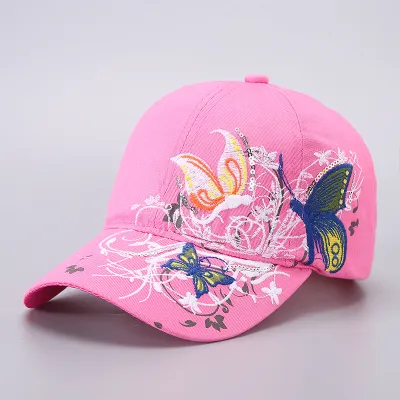 Women Fashion Butterfly Floral Embroidered Cap