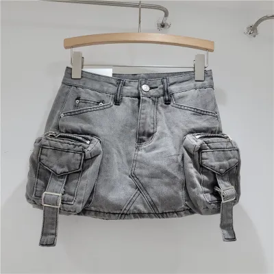 Women's Tie-Dye Print Denim Cargo Skirt