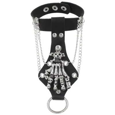 Gothic Punk Exaggerated Skull Claw Leather Bracelet