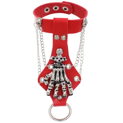 Gothic Punk Exaggerated Skull Claw Leather Bracelet