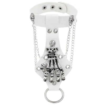 Gothic Punk Exaggerated Skull Claw Leather Bracelet