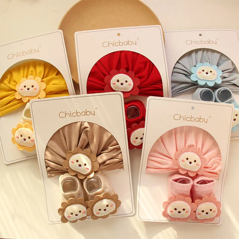 Newborn Casual Cute Cartoon Little Lion Hat and Socks Set for Baby