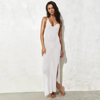 Women Fashion Casual Strap Backless Knitted Bikini Swimsuit Cover-Up