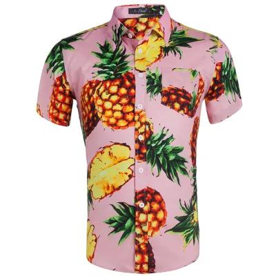 Custom Men 3D Printed Lassel Short Sleeve Hawaiian Shirt