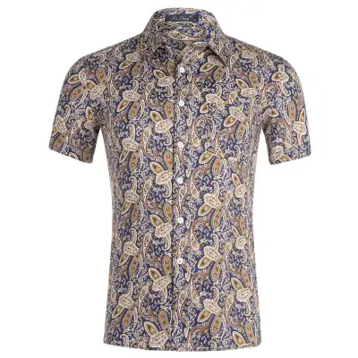 Custom Men 3D Printed Lassel Short Sleeve Hawaiian Shirt
