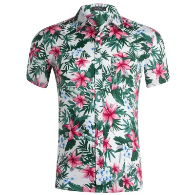 Custom Men 3D Printed Lassel Short Sleeve Hawaiian Shirt