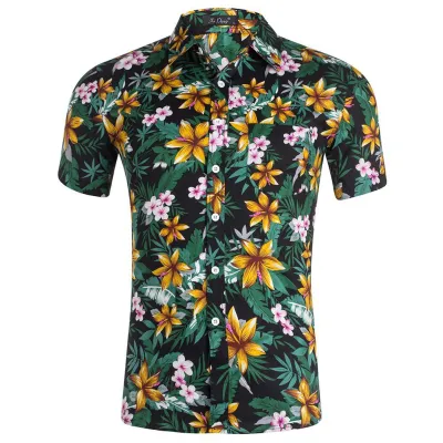 Custom Men 3D Printed Lassel Short Sleeve Hawaiian Shirt