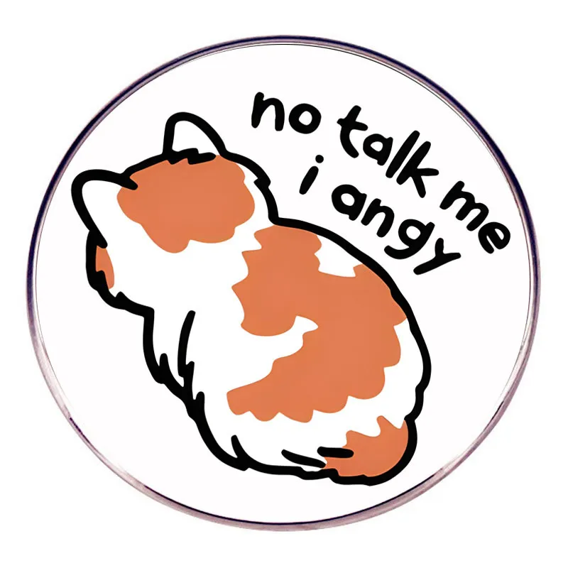 Women Cartoon Cute Fun Cat Letter Alloy Brooch Pin