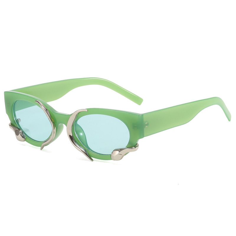 ★HANGLE EYEWEAR★ Oversized SUN Green Wholesale Women Fashion Creative Oval Frame Three