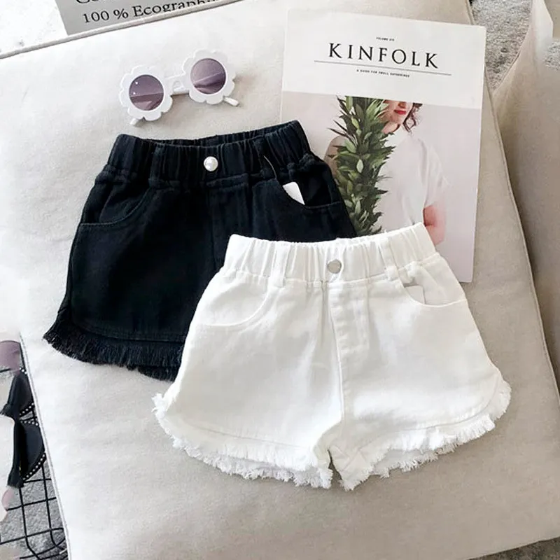 Kids Toddler Girls Fashion Casual Solid Color Mid-Waist Denim Shorts