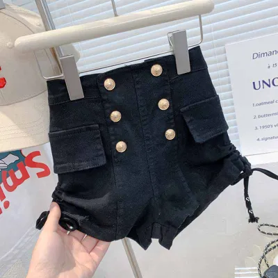 Kids Toddler Girls Fashion Casual High Waist Denim Shorts 90% Cotton