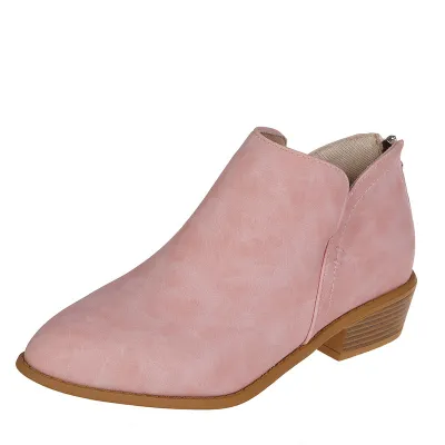 Women Fashion Plus Size British-Style Back Zipper Pointed Toe Ankle Boots