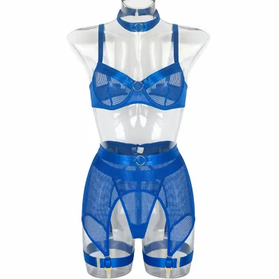 Women Sexy Solid Color Mesh Lingerie Set