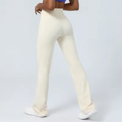 Women High Waist Flared Leggings Solid Color Sports Bottoms
