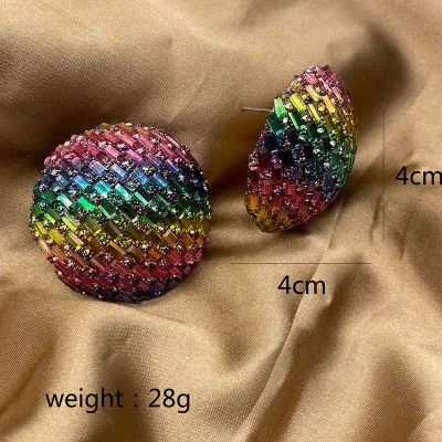 Women Fashion Creative Ball Multicolor Glass Full Diamond Earrings