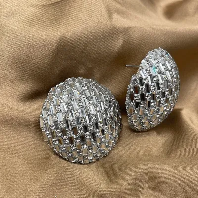 Women Fashion Creative Ball Multicolor Glass Full Diamond Earrings