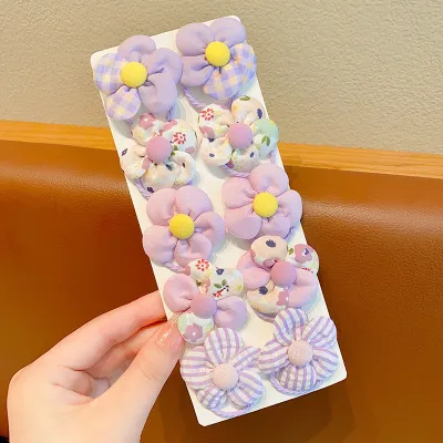 Kids Girls Cute Sweet Bow Flower Fabric Hair Rings Accessories