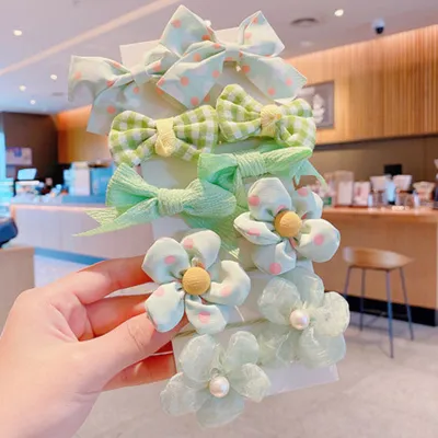 Kids Girls Cute Sweet Bow Flower Fabric Hair Rings Accessories