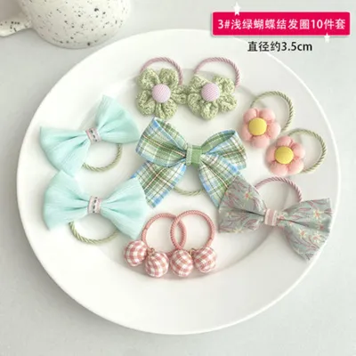 Kids Girls Cute Sweet Bow Flower Fabric Hair Rings Accessories